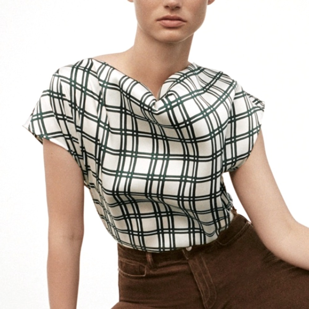 ⭐️ NWT ZARA Flowy Plaid Top ⭐️